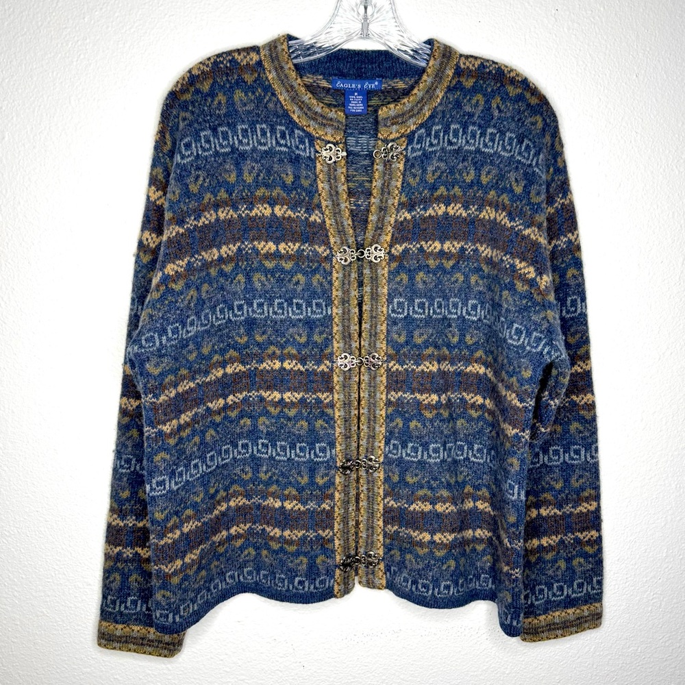 Eagle Eye‎ 100% Wool Cardigan with Metal Clasps Womens Size M Vintage